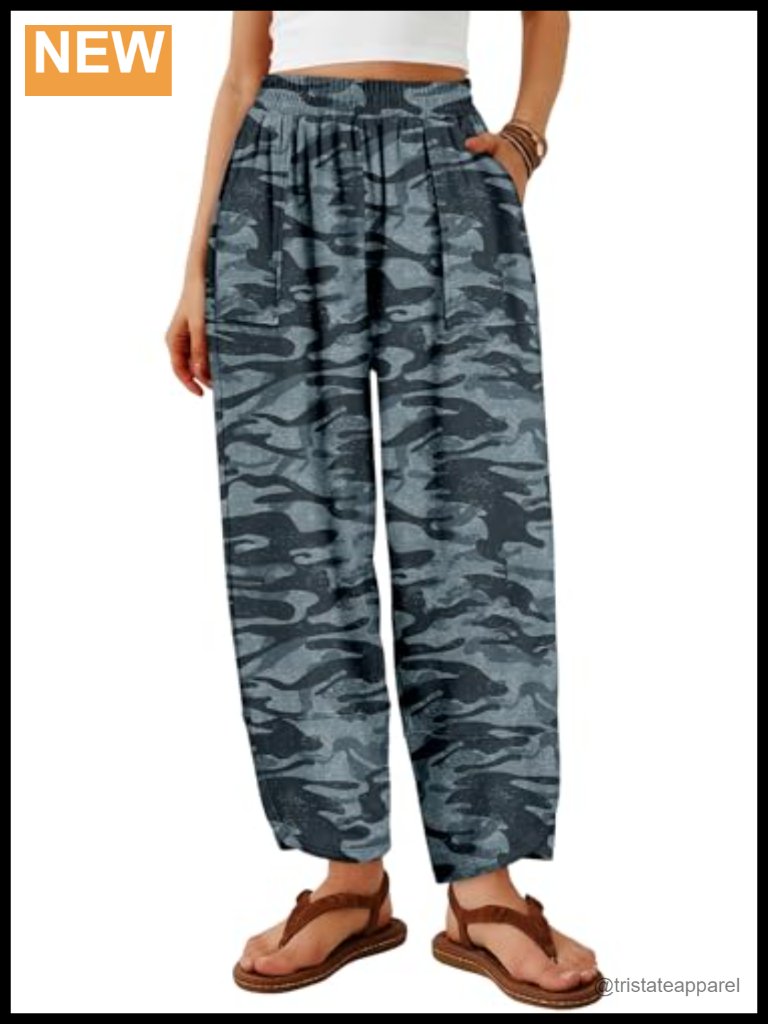 Wide Leg Palazzo Pants Elastic Waist With Pockets Casual Summer Beach Trousers